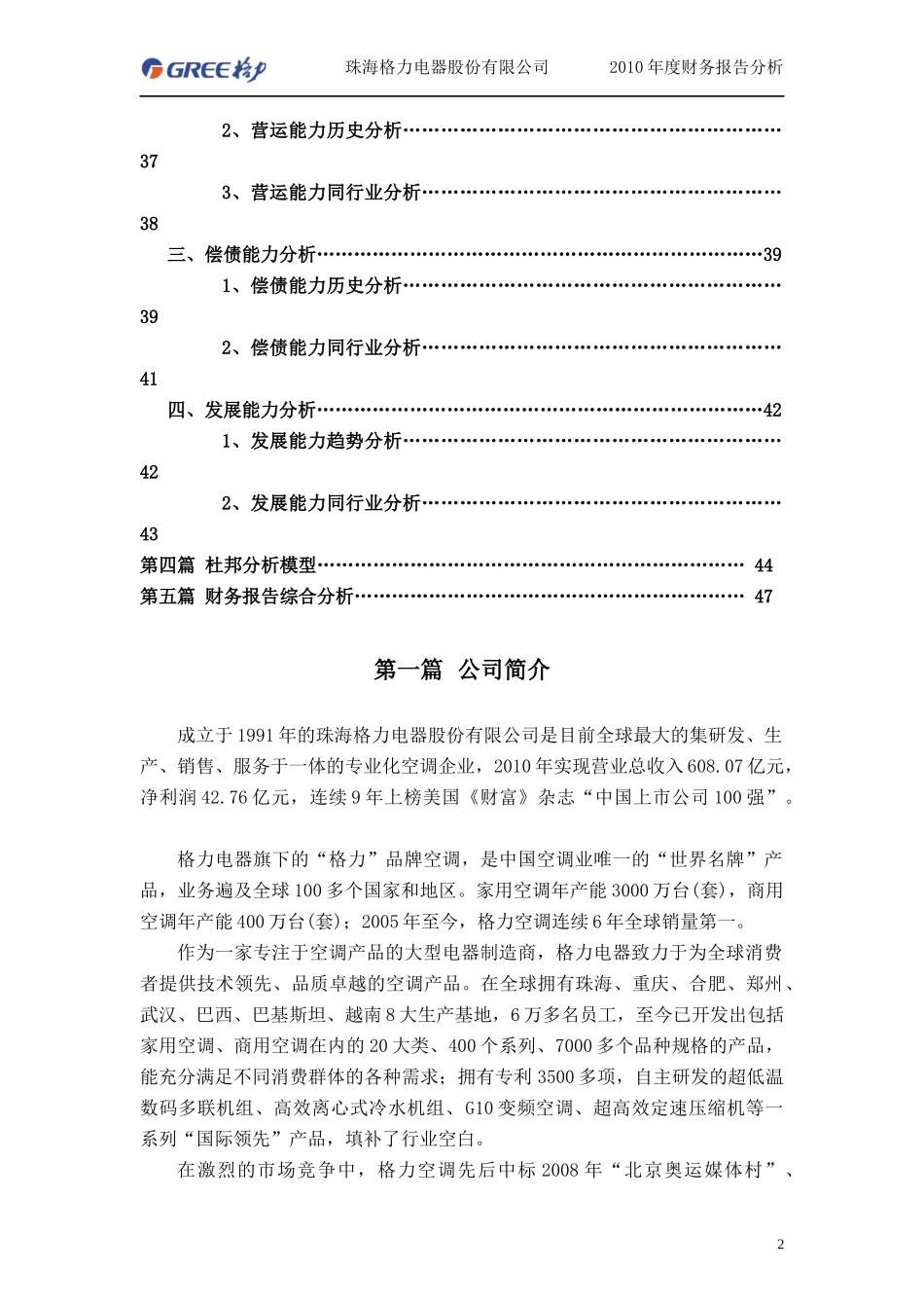 某电器公司财务分析报告模板_第2页