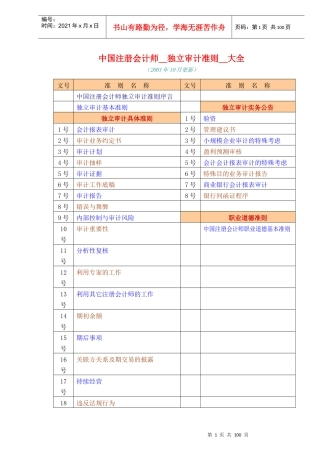 独立审计准则 大全(1)