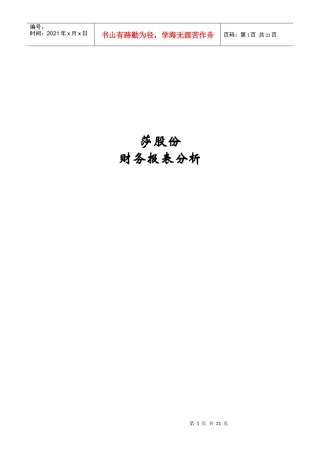 浪莎公司财务报表分析