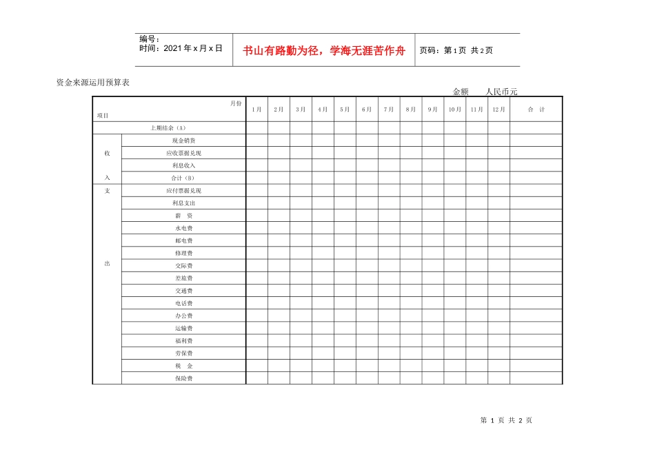 资金来源运用预算表_第1页