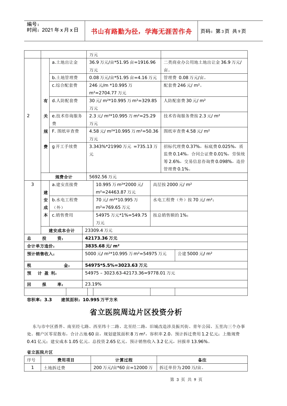 济南部分项目投资收益分析_第3页