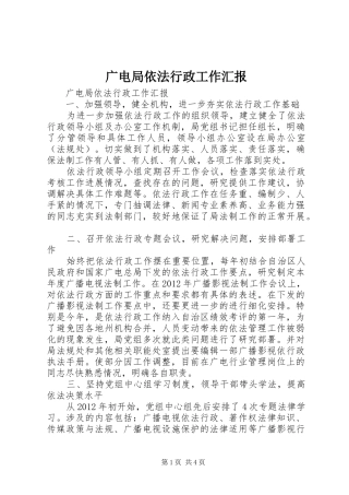 广电局依法行政工作汇报