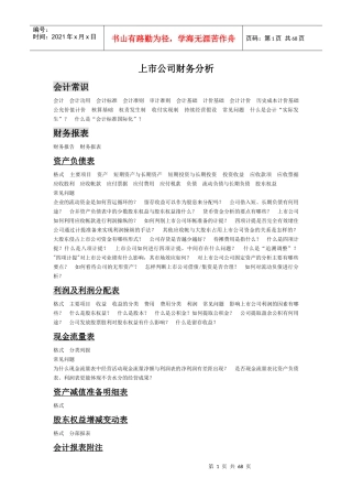 上市公司财务分析模式