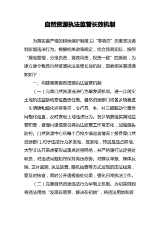 自然资源执法监管长效机制