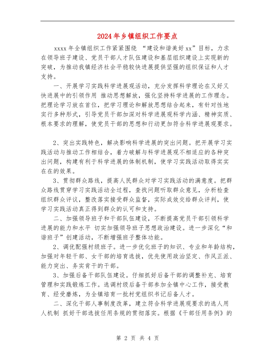 2024年乡镇组织工作要点_第2页