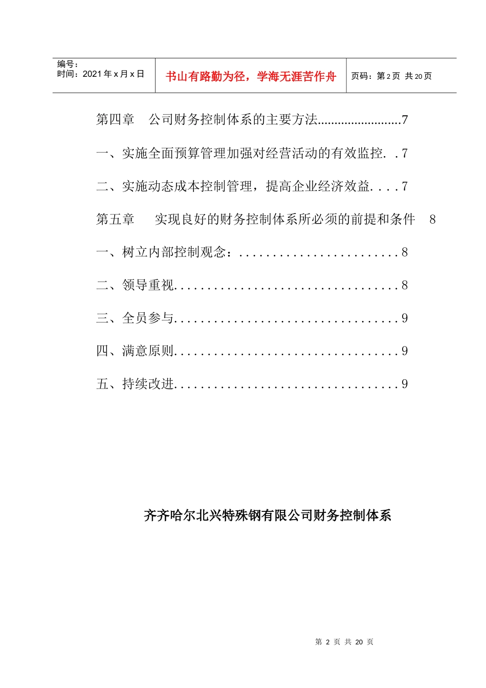 某公司财务战略控制体系说明书_第2页