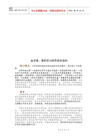 金字塔、茉莉花和世界资本流向