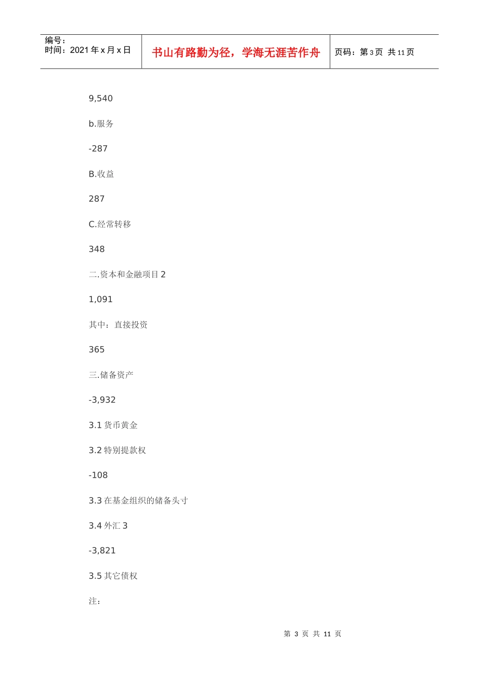 09年国际收支平衡表_第3页