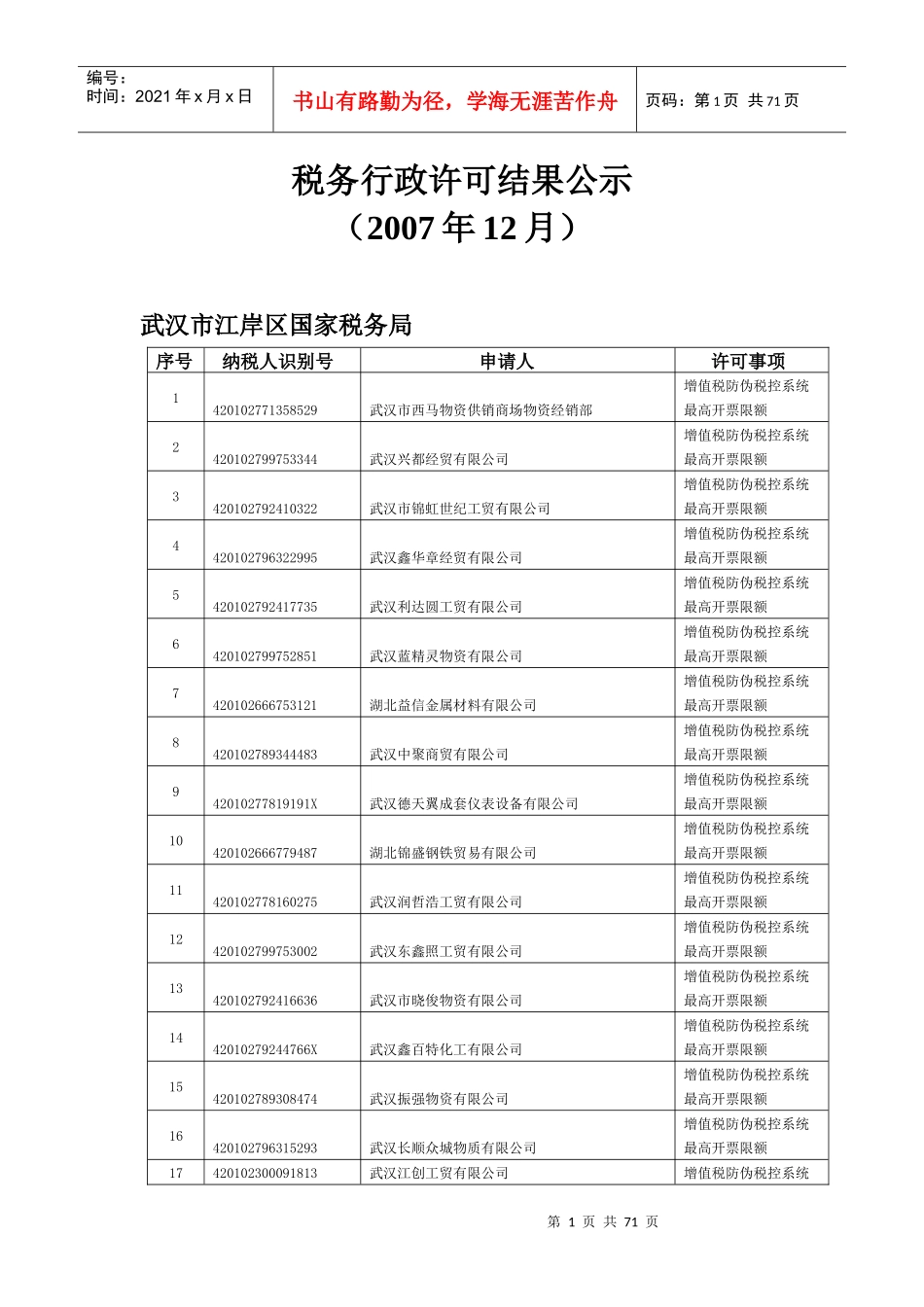 税务行政许可结果公示_第1页