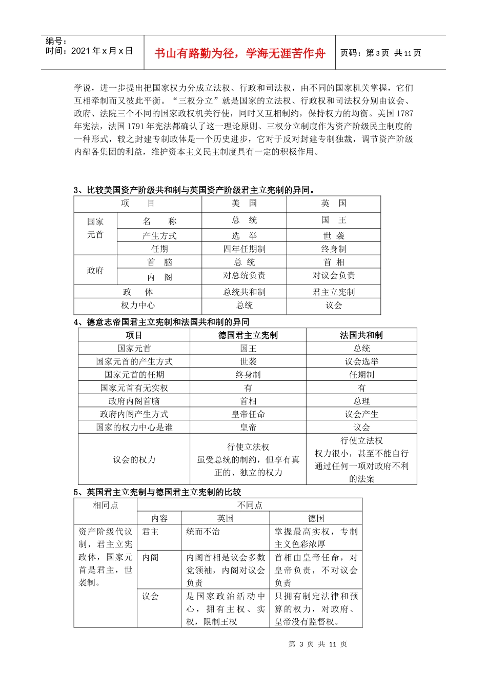 XXXX届新课标历史：欧美资产阶级代议制的确立与发展_第3页