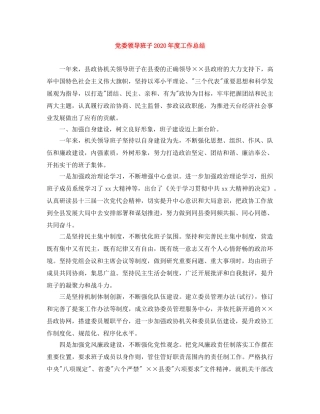 党委领导班子2020年度工作总结 