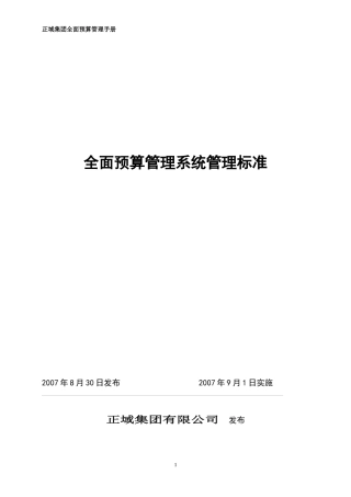 正域集团全面预算管理系统管理标准