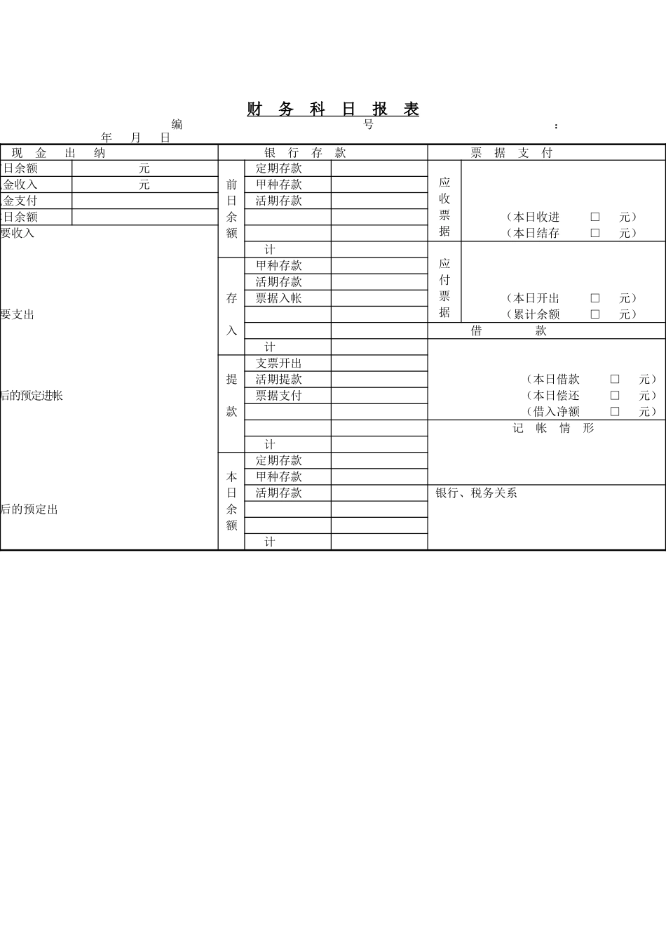 财务科日报表_第1页