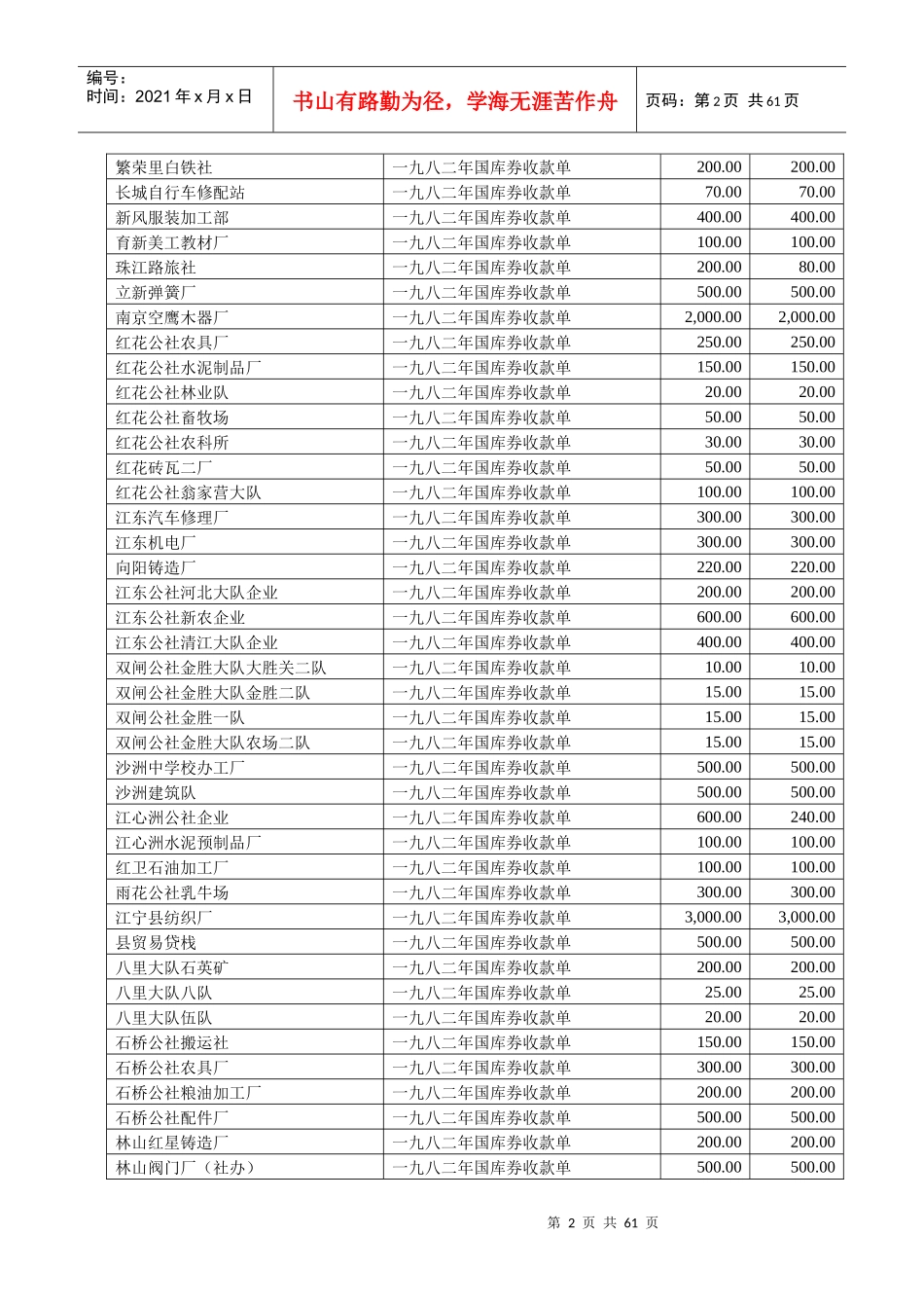 应兑未兑国债收款单清单_第2页