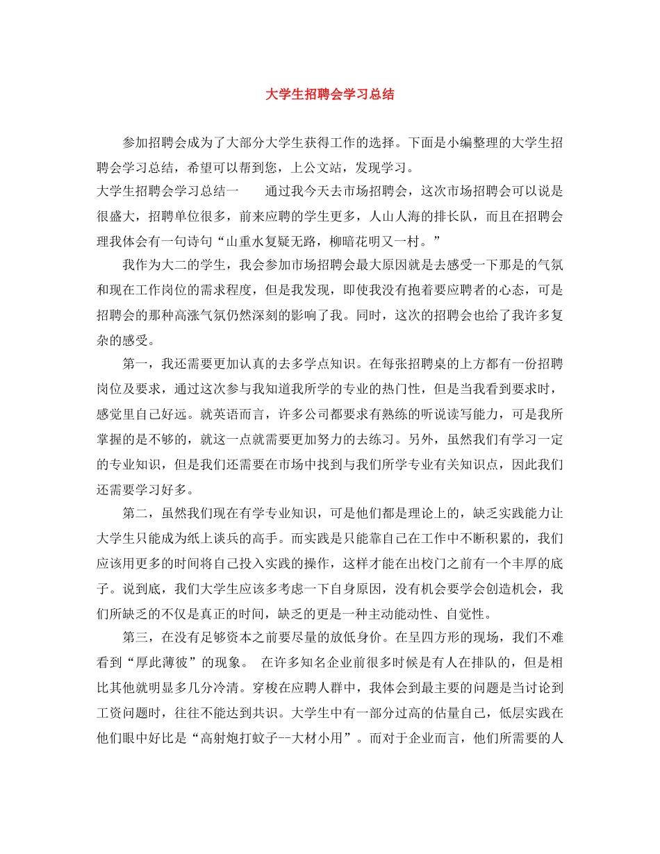 大学生招聘会学习总结 _第1页