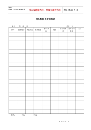 银行短期借款明细表