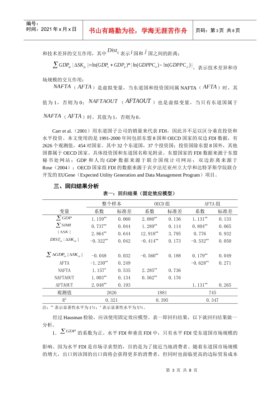 RTA对FDI的影响基于知识-资本模型的实证研究_第3页
