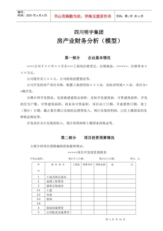 财务分析模型(房产)[1]