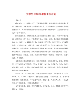 大学生年暑假工作计划 