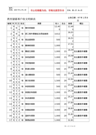 教育储蓄专户收支明细表