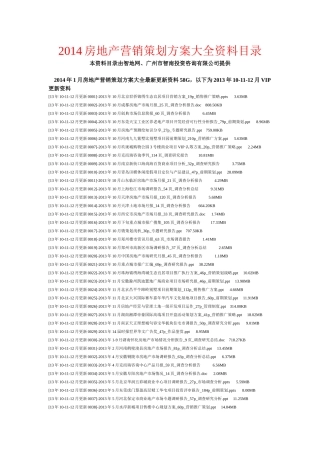 XXXX房地产营销策划方案大全资料目录