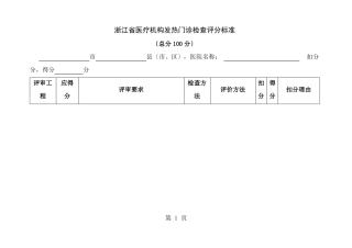 浙江医疗机构发热门诊检查评分表
