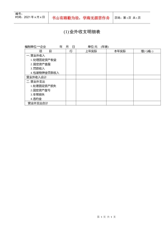 营业外收支明细表