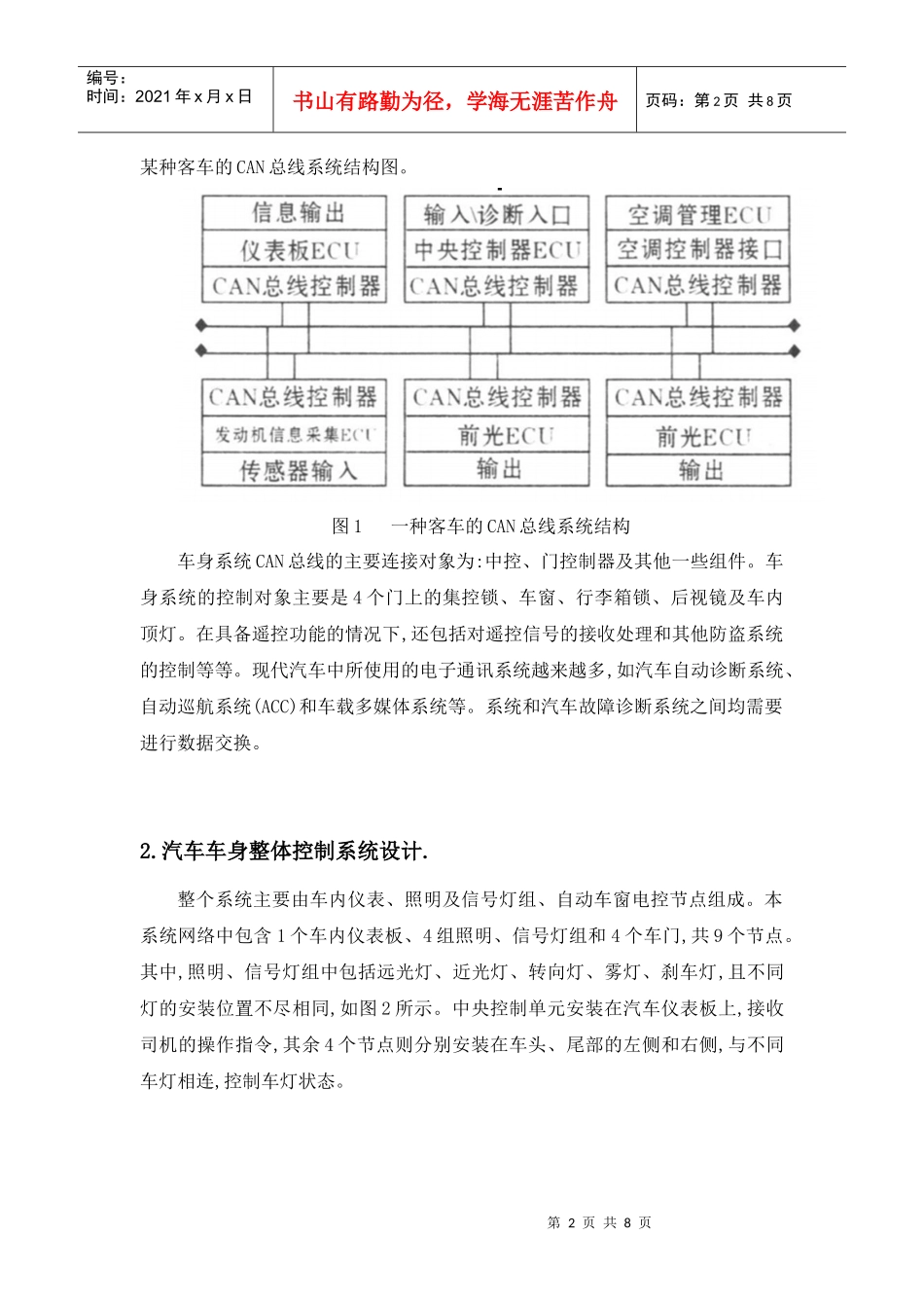 汽车控制系统的CAN总线应用_第2页