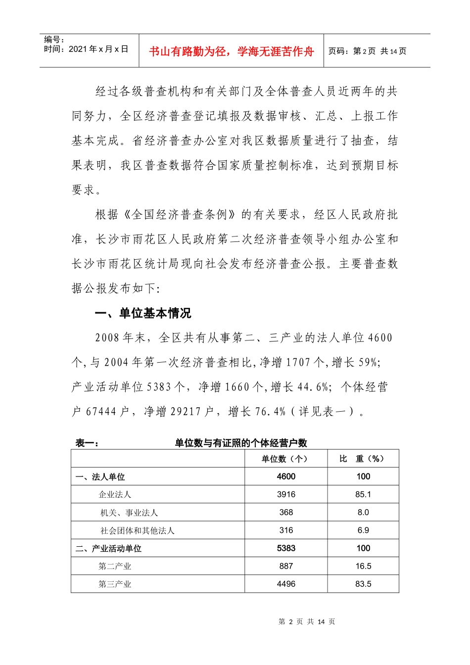 长沙市雨花区第二次全国经济普查主要数据公报_第2页