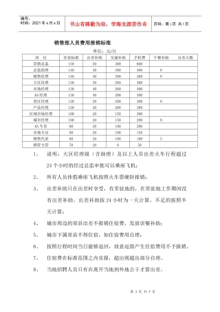 营销部费用报销标准(新)(1)