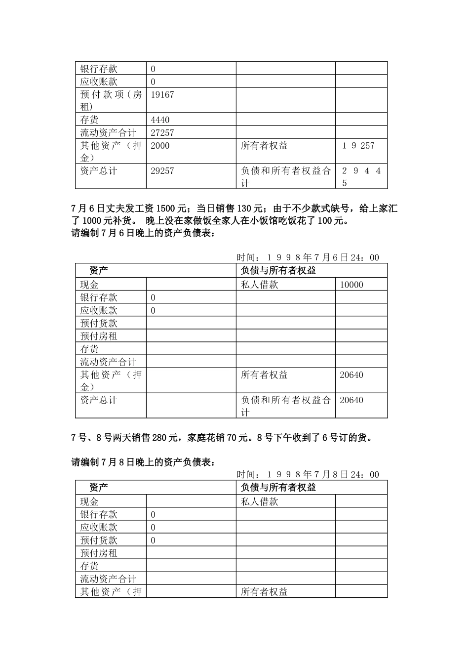 资产负债表练习_第2页