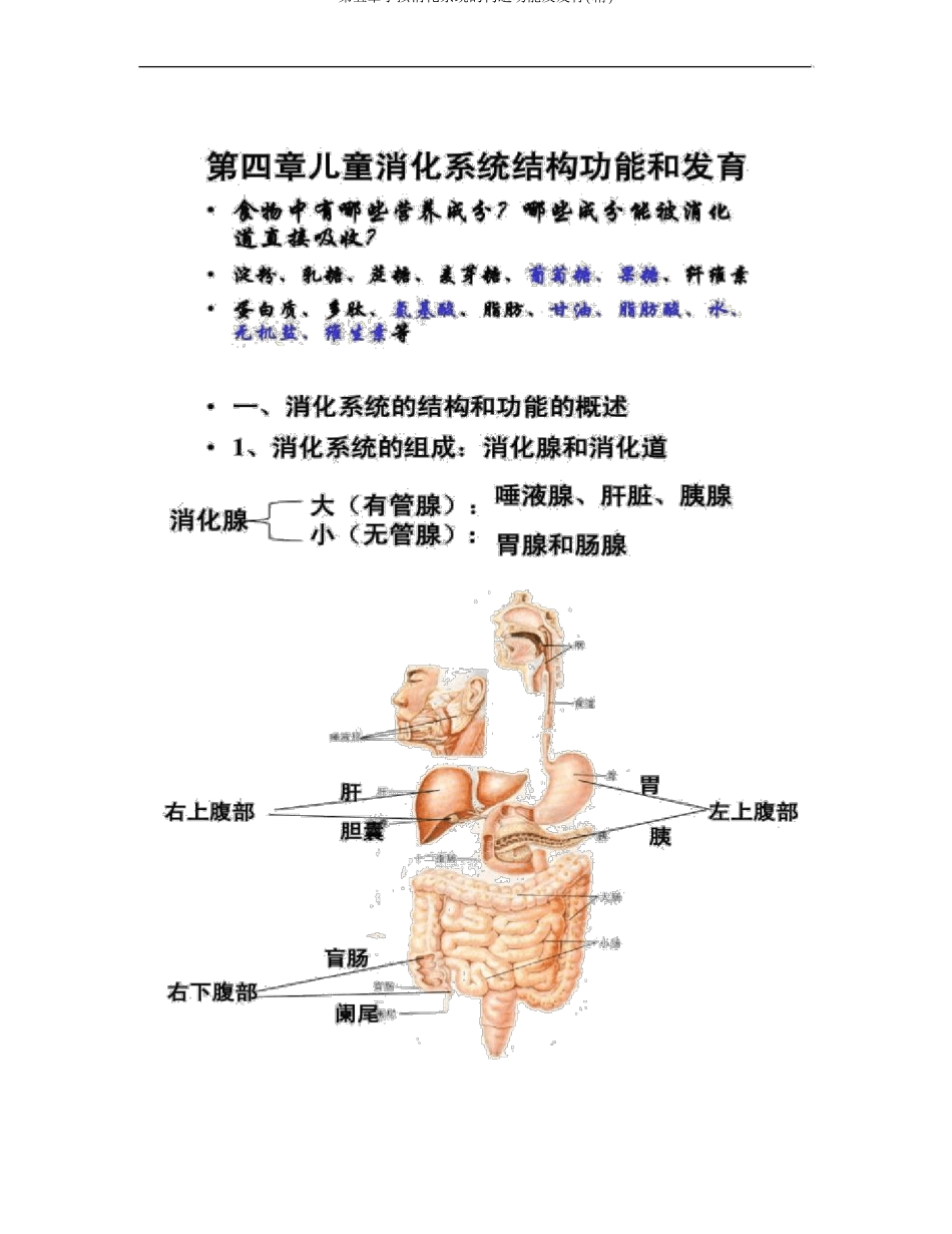 儿童消化系统的结构功能及发育精_第1页