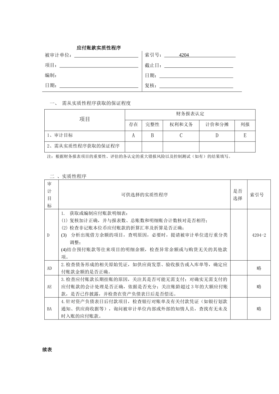 应付账款实质性程序_第1页