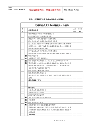 某银行信贷手册