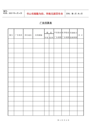 广告预算表(1)