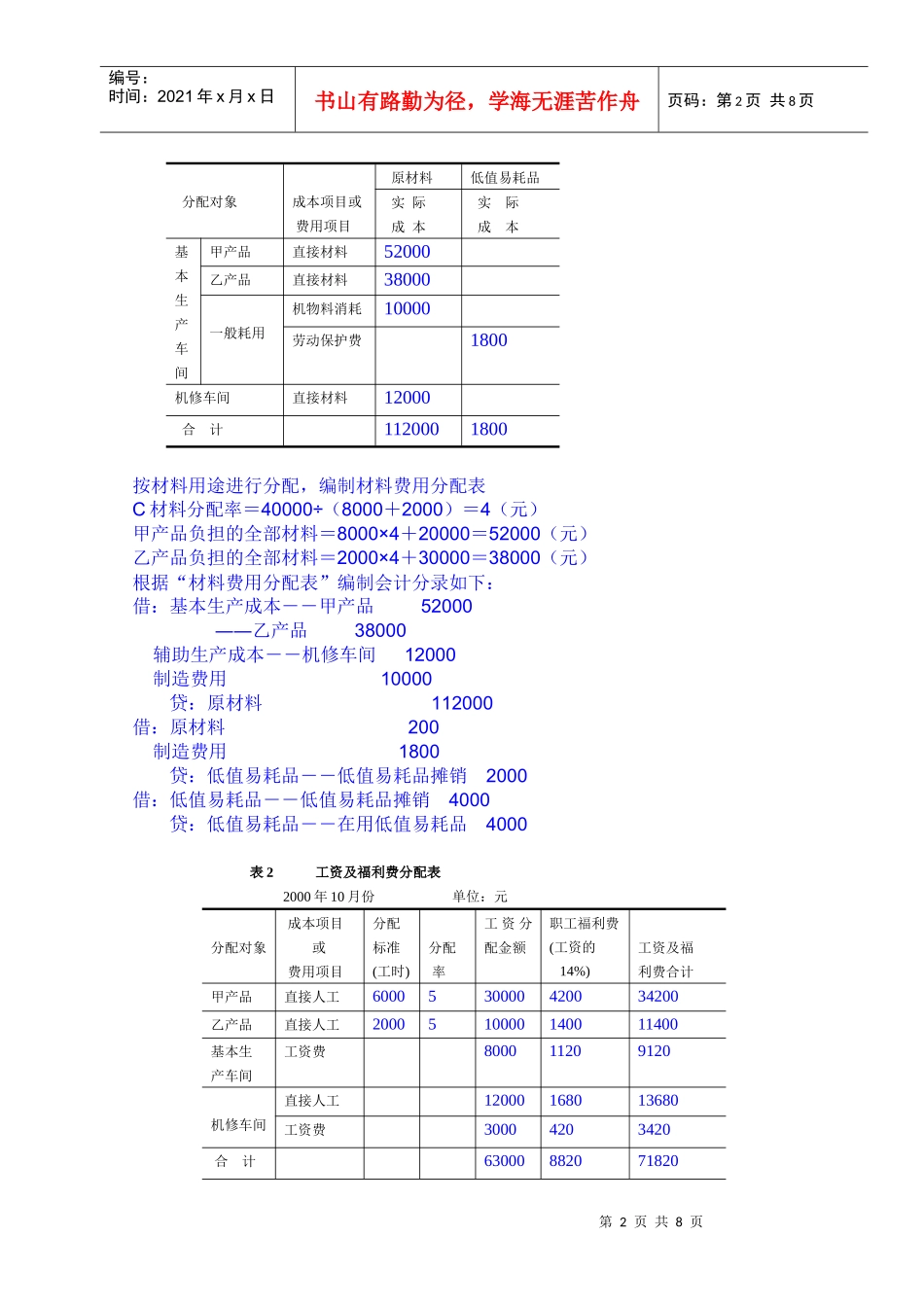 成本会计任务答案3_第2页