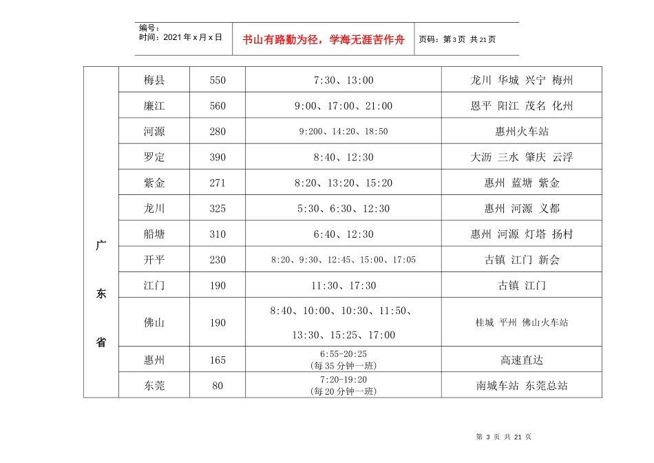 福永汽车站客运班车票价时刻公示栏_第3页