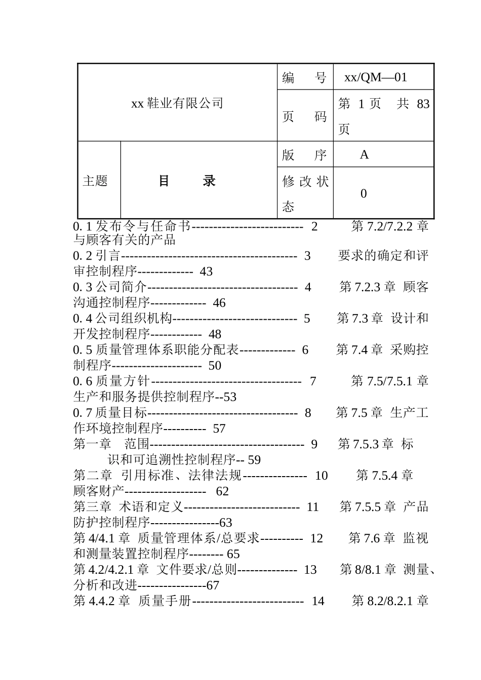 制造业ISO9000质量手册-doc74_第1页