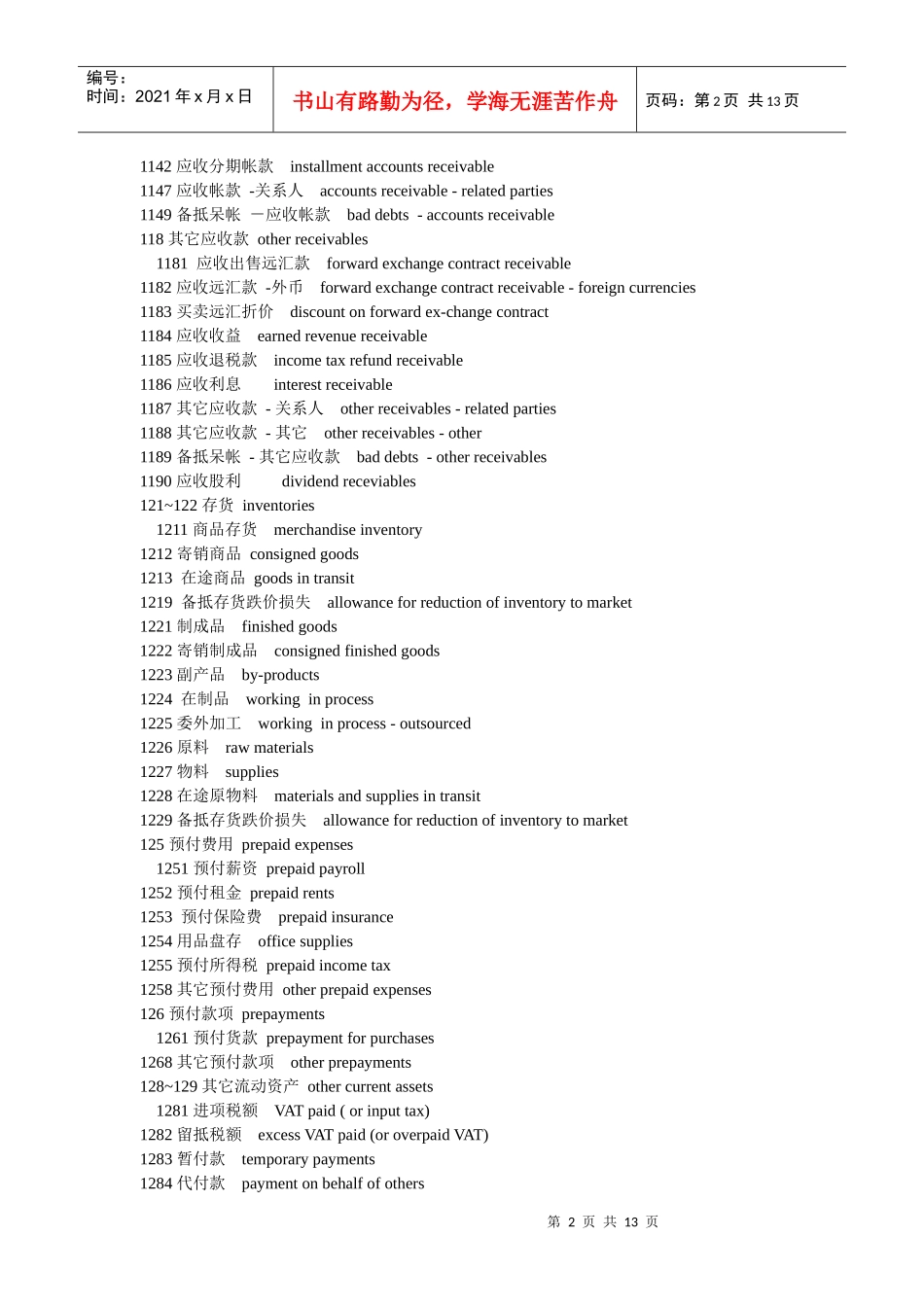 会计科目中英对照汇总_第2页