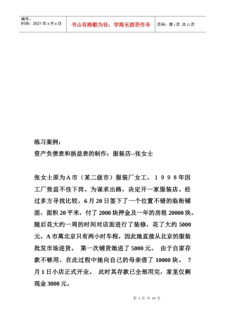 资产负债表与损益表的制作