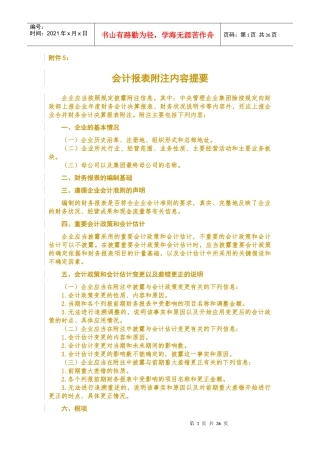 某某年决算附件会计报表附注