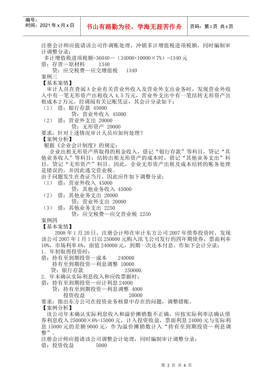 第六章 利润的形成和分配的审计实训_第2页