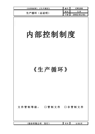 内部控制制度《生产循环》