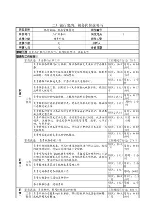 二厂银行出纳、税务岗位说明书