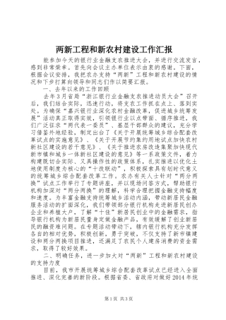 两新工程和新农村建设工作汇报