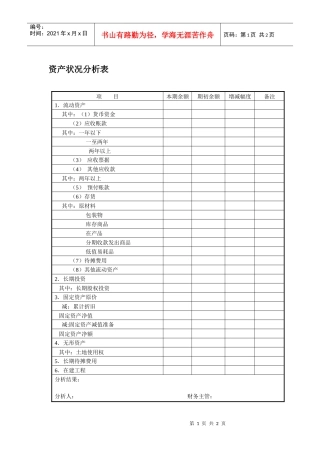 资产状况分析表