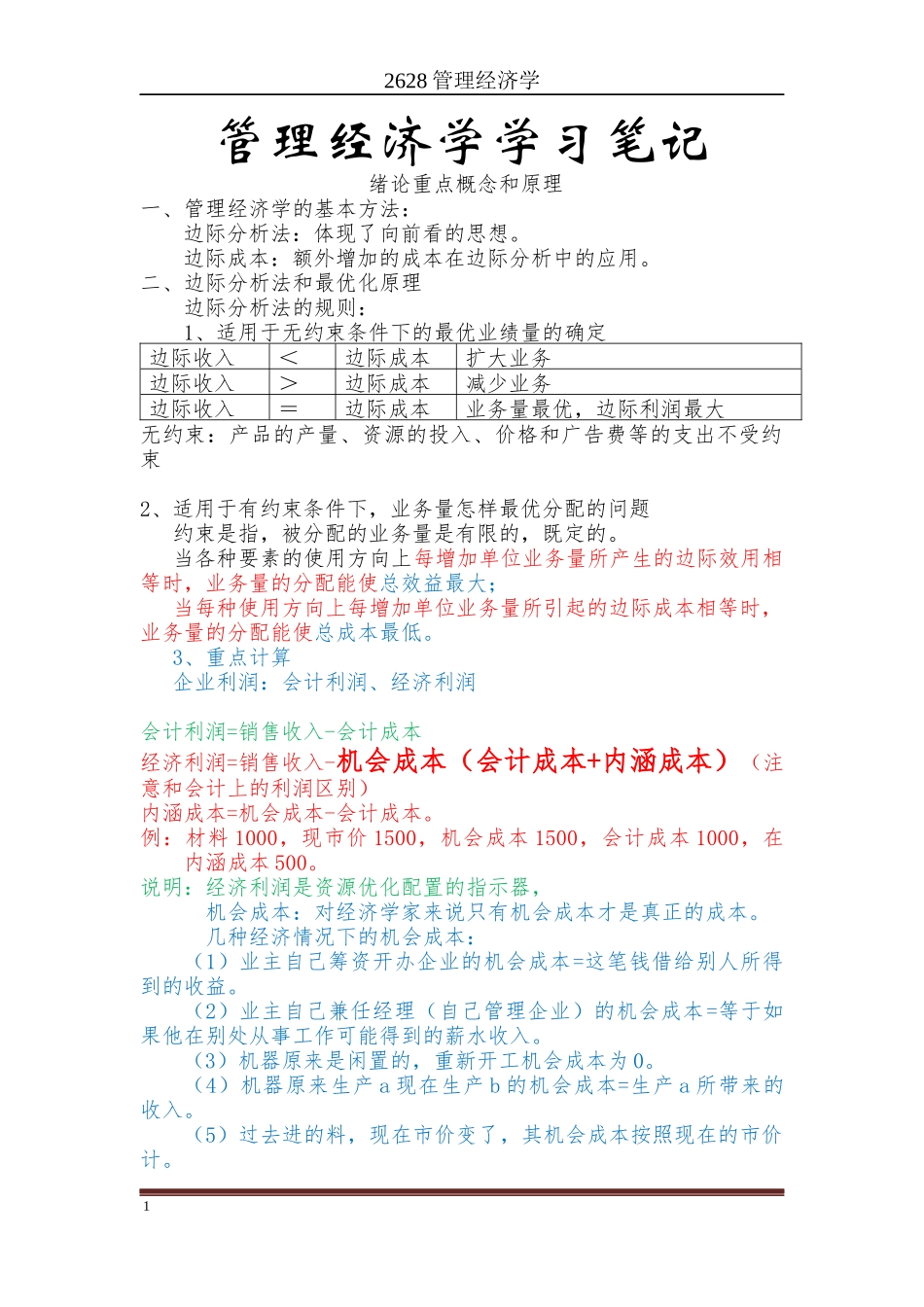 2628《管理经济学》笔记_第1页