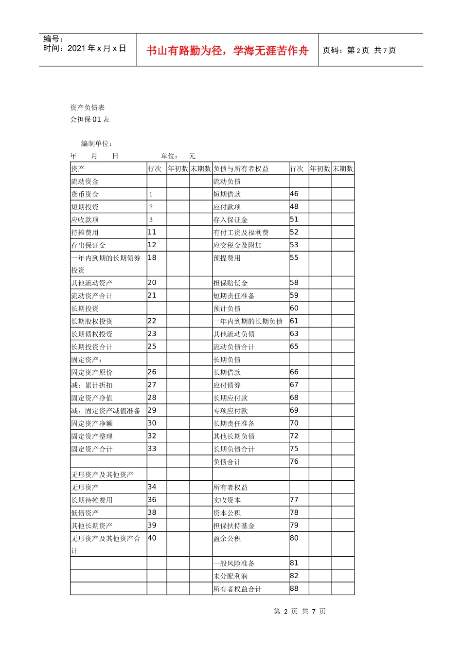 担保企业会计表格 原始_第2页