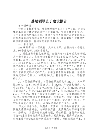 基层领导班子建设报告