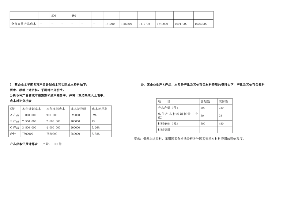 电大成本会计计算题_第3页